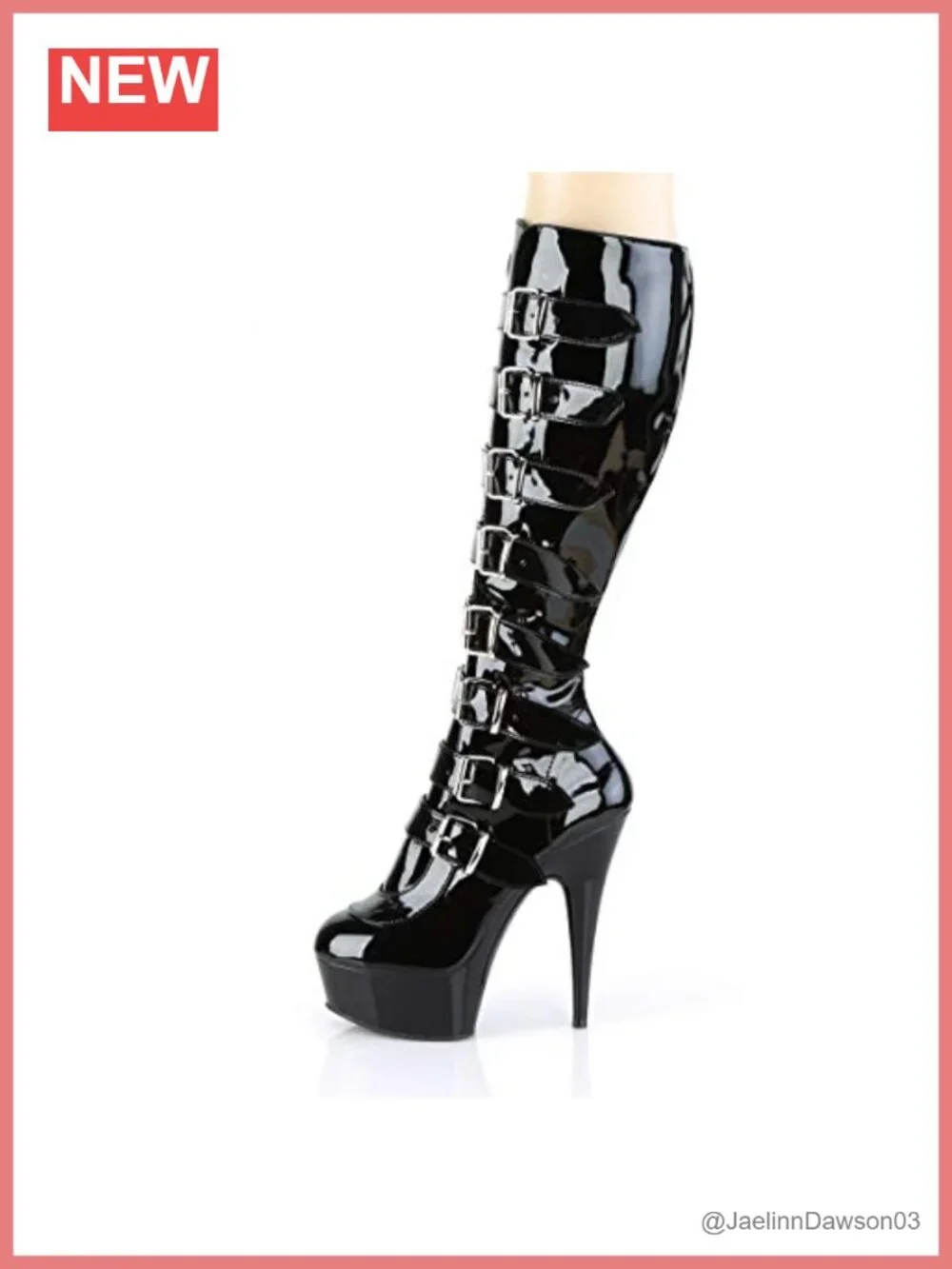 Pleaser Delight-2049 Over The Knee Patent Lace Up Platform Boots